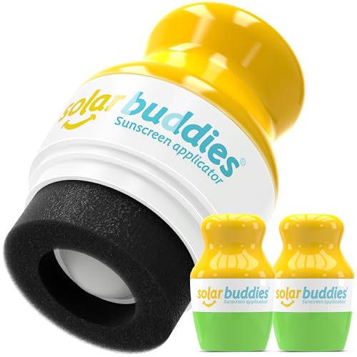 Image of Solar Buddies Sunscreen Applicator – Green Duo – BPA-Free Refillable Roll-on Sponge for Sunscreens & Lotions – For Kids, Adults & Families – 3.4Fl Oz – Perfect for Travel