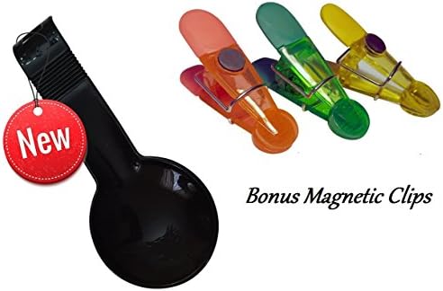 Spoon Rest for Kitchen Stove with Bonus 3 Pack Fridge Magnetic Clips - Durable Plastic - Color May Vary - Black, Blue or Green