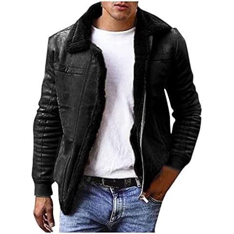 Men's Faux Leather Jacket with Fleece Lining Cover