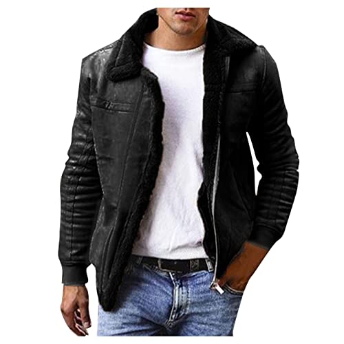 Veste en cuir homme simili haut de gamme avec manteau coton matelassé