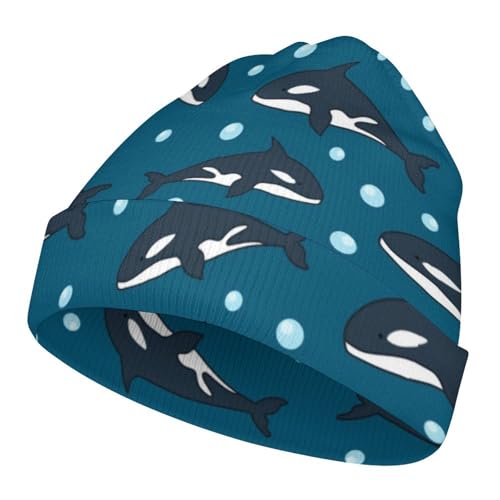 Whale Animal Pattern Kids Beanie Hat for for Girls Boys Children Cap Winter Knitted Chemo Cancer Headwear Accessories Gifts Decoration Black