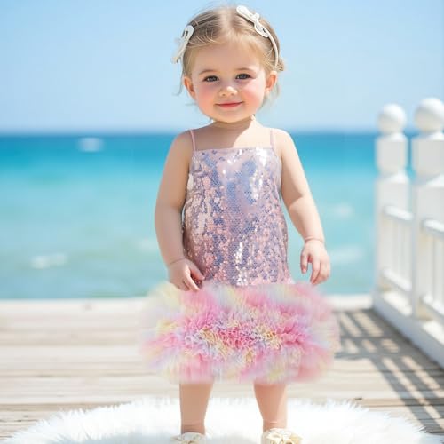 Toddler Sequin Sleeveless Tulle Dress Girl Spaghetti Strap Tutu Dresses Kids Sequin Birthday Dress Summer Clothes3