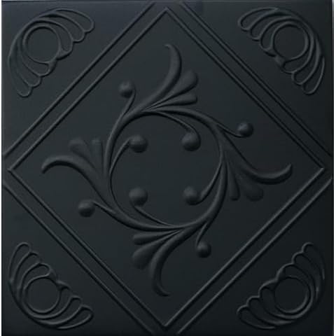 À La Maison Ceilings R02 Diamond Wreath Ceiling Tile, Pack of 8, Black Matte Cover