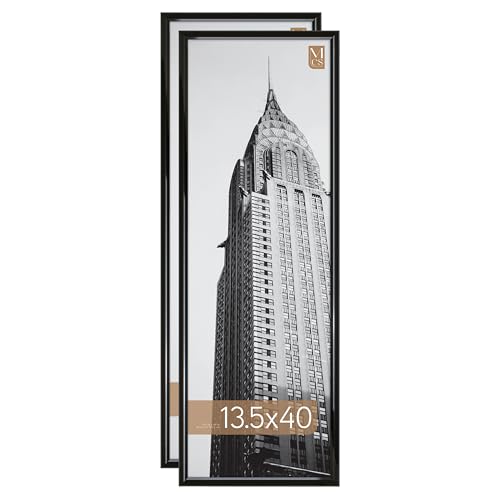 MCS Trendsetter 13.5x40 Poster Frame Black High-Gloss, Vertical & Horizontal Wall Hanging Large Picture Frame for Photos, Posters & Art Prints (2-Pack)