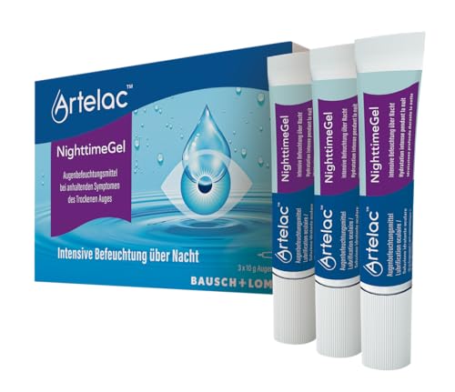 Artelac NighttimeGel - Augengel bei trockenen Augen - Der Schutz zur Nacht - bei allen Formen des trockenen Auges - intensive Augenbefeuchtung - Ergänzung zu Augentropfen (3 x 10 g)