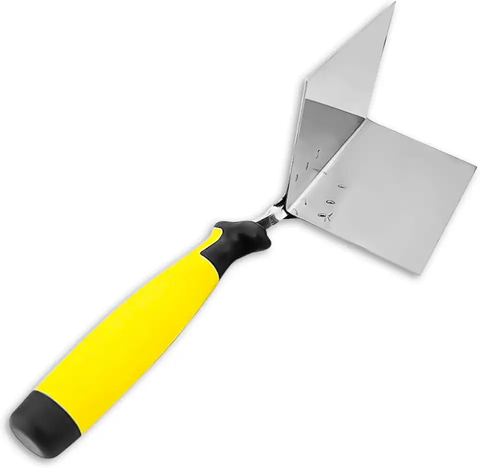 Desempenadeiras de Quina Evolution Aço Inox P/Acabamentos Com Massa Corrida Reboco Drywall Profissional - Amarelo