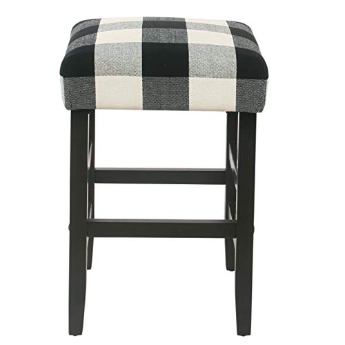 Image of HomePop Open-Back Counter Stool, 24-Inch, Black Plaid