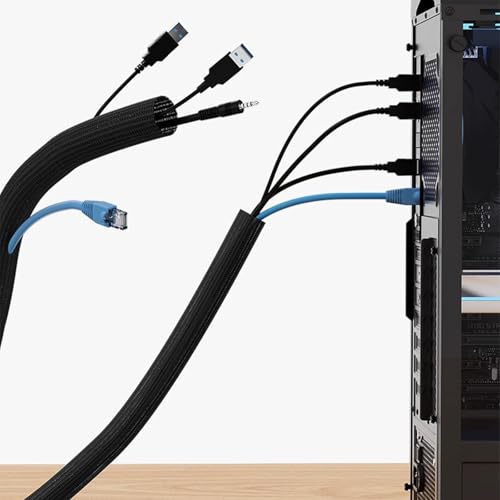 Organizador de Cables Trenzados TangleFree Manguito para Escritorio, TV, Aplicaciones Automotrices y Motocicletas para Cables Desordenados Manguito Trenzado PET Nylon miniatura 2