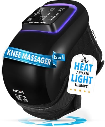 FORTHiQ Pro+ Knee Massager with Heat and Red Light Therapy and Vibration for Knee Pain Relief - Adjustable Straps, Cordless, Portable, Rechargeable, Easy to Use, Saves Your Settings