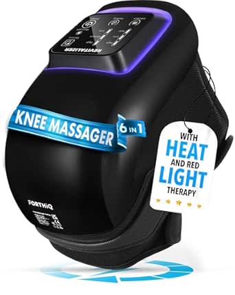FORTHiQ Pro+ Knee Massager with Heat and Red Light Therapy and Vibration for Knee Pain Relief - Adjustable Straps, Cordless, Portable, Rechargeable, Easy to Use, Saves Your Settings