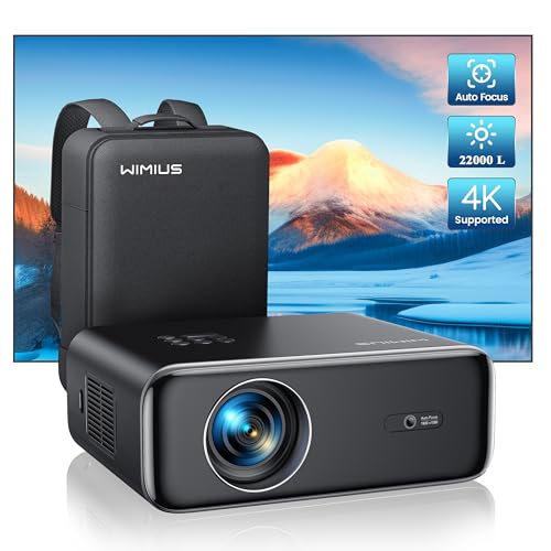【Auto Focus/Keystone】 Proiettore WiFi Bluetooth 22000 LM 1080P Nativo Full HD, WiMiUS Proiettore 4K Supporta con Funzione Zoom Videoproiettore WiFi6 Home Cinema per Telefono/TV Stick/PS5 HDMI AV USB