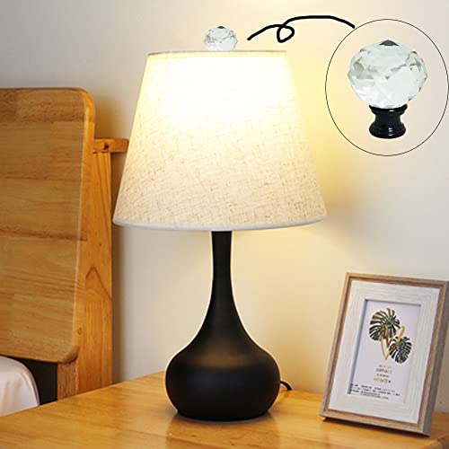 Hyamass 2Pcs 1-3/4 Inch Lamp Finial Cap Knob Lamp Screw Top Lamp Decoration For Lamp Shade Faceted Crystal Ball Brushed Black Finish #TOP3