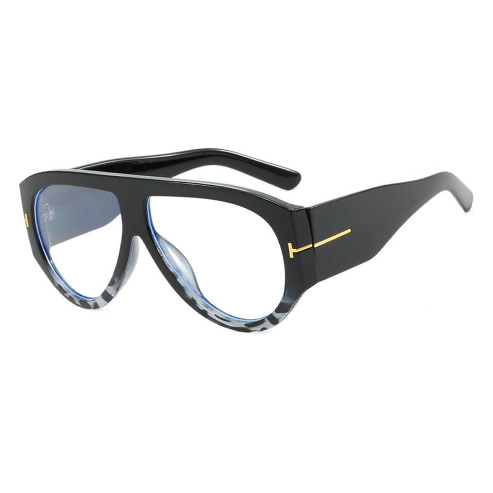Lranolwxv Women's Blackleopard Clear Oversized Sunglasses Uv400 Protection Pilot Thick Temples Sun Glasses Luxury Sunnies Outdoor Travel Street