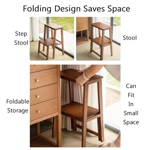 Taburete plegable de bambú ligero asiento portátil de madera para hogar y cocina 3