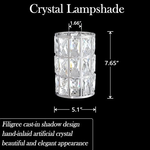 Image of 2 Pack Replacement Crystal Metal Cover Shade Pendant Ceiling Chandelier Wall Sconce Lamp Fixture Brushed Nickel Finish,1.66 inch Fitter Size,7.7 inch High*5.1 inch Diameter