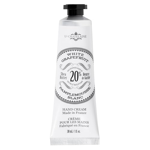 La Chatelaine 20% Shea Butter Hand Cream Travel Size Organic Argan Oil Moisturizing Nourishing Repairing Extra-Rich Hand Lotion Made in France Paraben Free 1 oz / 30ml (White Grapefruit)