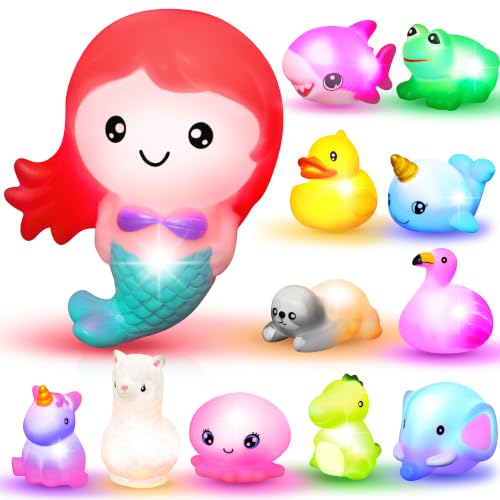 JOYIN 12 PCS Light Up Bath Toys, Toddler Flashing Colourful...