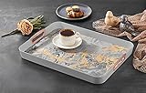 Vip Ahmet rechteckige gedrucktTablett Serviertablett für Tee, Kaffeetassen, Lebensmittel 34x56x4cm aus Kristall VP-174 Grau