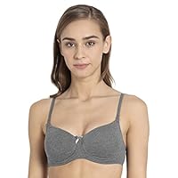 Jockey FE23 Women’s Wirefree Padded Super Combed Cotton Elastane Stretch Medium Coverage Multiway Styling T-Shirt Bra with Detachable Straps