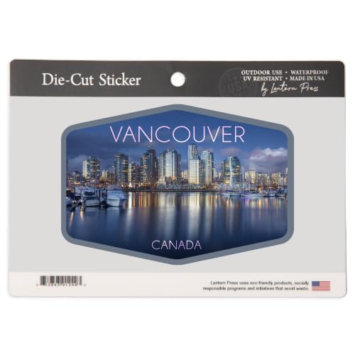 Lantern Press Large Sticker Vancouver, Canada, Marina and City,