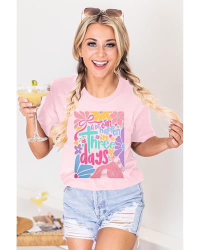 Image of A Lot Can Happen in 3 Days Shirt Women Christian Easter Tshirts Casual Short Sleeve Religious Quotes Tee Tops