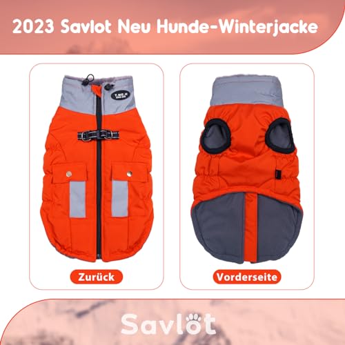 Savlot Hundejacke mit Kabelbaum wasserem Hund Wintermantel für kleine mittelgroße Hunde Hundemantel für Labrador Chihuahua Französische Bulldogge Hundejacke mit reflektierender Tasche M