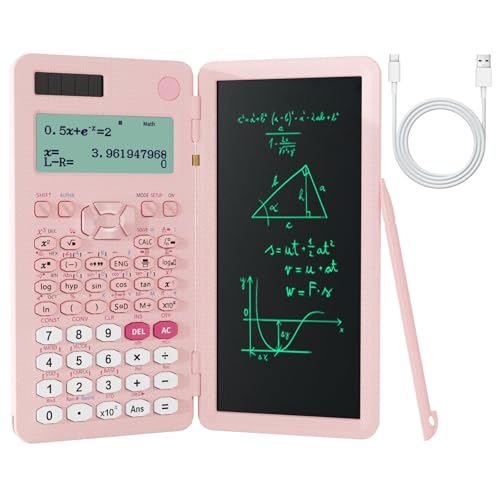 Rechargeable Scientific Calculators for Students, Pink 991ES MAX Foldable Science Calculator with Notepad 417 Function Solar Energy Science Calculators for Middle and High School Supplies (Pink)