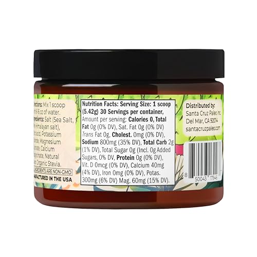 Image of Santa Cruz Paleo Electrolyte Powder, Prickly Pear Flavor, Sugar Free Hydration Drink Mix with Himalayan Pink Salt, Sea Salt, Magnesium Glycinate, Potassium Chloride, Sweetened with Stevia, 30 Servings