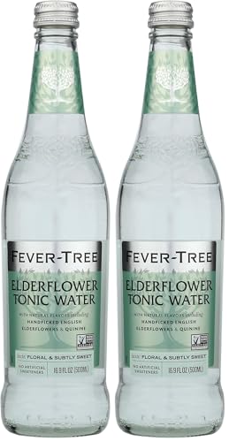 Fever Tree Elderflower Tonic - Premium Quality Mixer - Refreshing Beverage for Cocktails &amp; Mocktails. Naturally Sourced Ingredients, No Artificial Sweeteners or Colors - 500 ML Bottles - Pack of 2