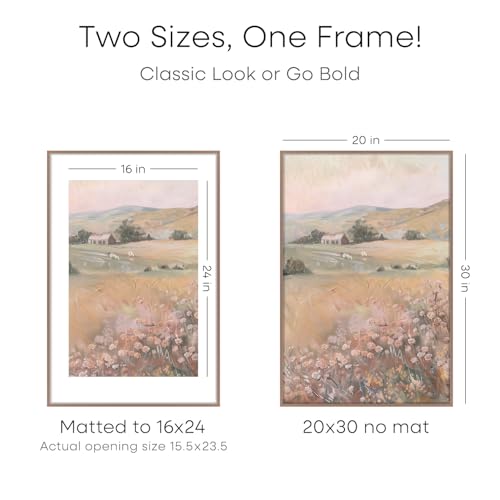 Image of Homeforia 20x30 Poster Frame Mocha, High End Metal 20 x 30 Picture Frames with Mat 16 by 24 inch Photo, 30x20 Large Frame for Wall, 20x30 Thin Frame Matted to 16x24, Tempered Glass, Wall Kit, Set of 1