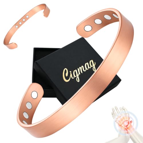 Cigmag Copper Magnetic Bracelet for Women Men 3800 Gauss Pure Copper Bangle