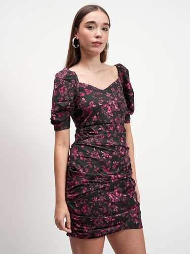 Image of Tokyo Talkies Women's Dresses for Women | Floral Print | Short Smocked Dress | Puff Sleeves | Elegant & Trendy