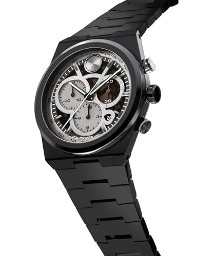 Image of Movado Bold Quest Men's Skeleton Watch - Swiss Quartz Chronograph, Link Bracelet - Classic, Modern Luxury Fashion Timepiece for Him - 40mm