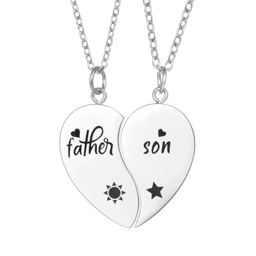 Yonhon Father Son Necklace for 2,Dad Son Matching Necklace Set for 2