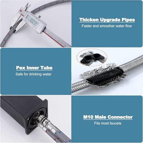 GUOYOU 2 Stück wasserhahn verlängerung 80cm G3/8 x M10 Anschlussschlauch Armatur Geflochtener Edelstahl Panzerschlauch Flexschlauch Verlängerung Wasserhahn Schlauch Wasserhahn Küche armaturenschlauch