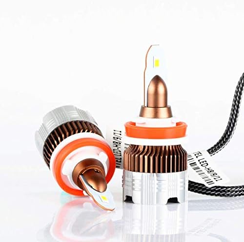 Alla Lighting INS H8 H9 H11 LED Bulbs Newest 6000 Lumens Extremely Super Bright 6000K Xenon White SUPER Mini H11 LED Bulbs All-in-One Fog Light/DRL Bulbs