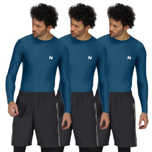 Image of NINQ Men's 1 Or 3 Pack Compression Shirts Long Sleeve, Base-Layer Quick Dry Workout T Shirts Sports,Gym, Running T-Shirt