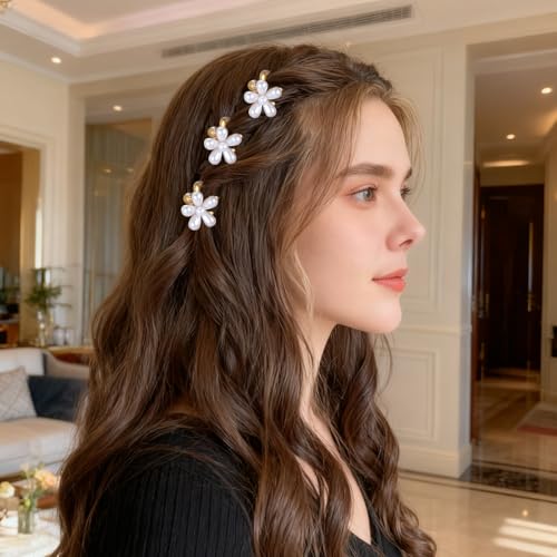 20 Pzas Mini Pinzas de Pelo con Perlas y Flores miniatura 4