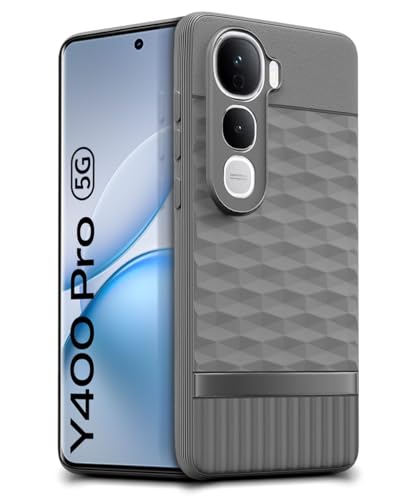 Image of WOW IMAGINE Back Cover for Vivo Y400 Pro 5G with Hexa Cube Design | Ultra Slim Soft Rubberised Case | Inner Velvet Fabric | Matte Silicone Flexible Mobile Case | Camera Protection - Grey