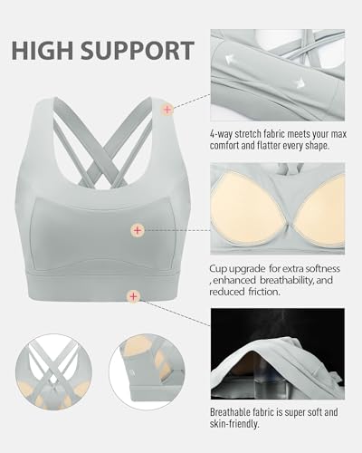 Image of RUNNING GIRL High Impact Sports Bra for Women,Criss-Cross Back Top with Moulded Cups Womens Sports Bra High Support