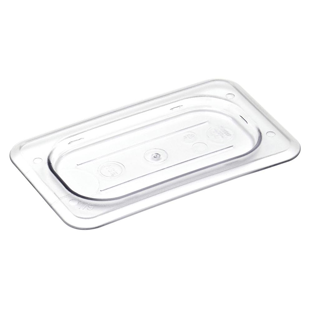Ninth-Size Clear Polycarbonate Solid Food Pan Cover w/Handle - 4 1/4" L x 6 15/16" W by HUBERT – Polycarbonate (PC), Clear, Model 107031