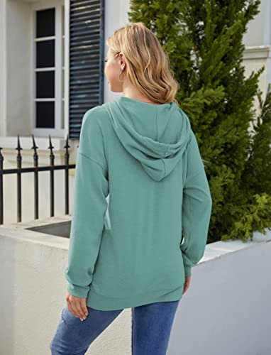 Women Long Sleeve Casual Sweatshirt Relaxed Hoodie Loose Fitted Tunic Tops Pullover Shirts Green Xx-Large #TOP3