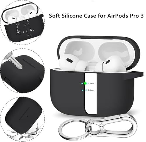 for Airpods Pro3 Case Cover, Soft Silicone Protective Case for Air pod Pro 3 Headphone with Keychain, Shockproof Cover Case for Airpods Pro 3th gen for Women Men (Black) by YQGFashbf - Used condition - Image 5