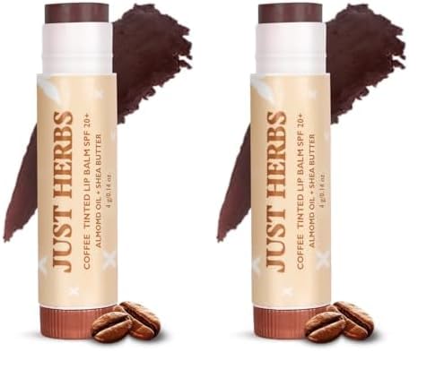 Just Herbs Tinted Lip Balm for Men and Women with SPF 20+ for Dark Lips to Lighten 4 g (Coffee) (Pack of 2)-picture-29