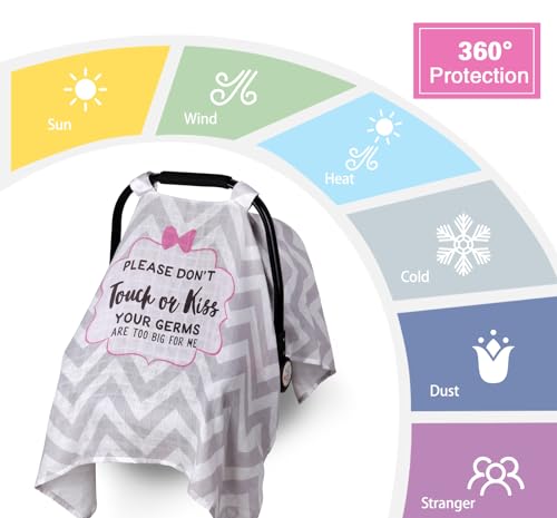 Image of Metplus Car Seat Cover Baby, 100% Muslin Cotton Infant Carseat Covers for Boys and Girls, Lightweight Breathable Canopy, Summer Stroller Sun Shade, Newborn Travel Essentials