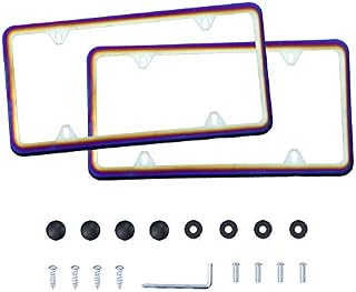 LivTee 4 Holes Colorful Roasted Blue Stainless Steel License Plate Frames, 2 PCS