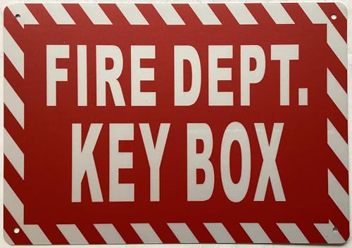 FIRE DEPARTMENT KEY BOX SIGN (REFLECTIVE, Red, ALUMINIUM MATERIAL,7X10 INCH,RUST