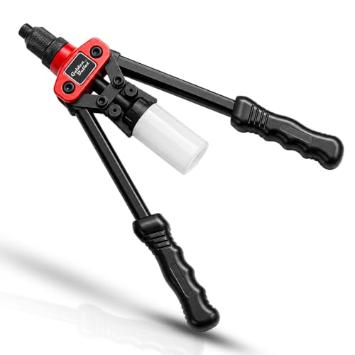 Image of 12 Inch (300mm) Heavy Duty Hand Riveter, Manual Pop Rivet Gun with Free Extra Spring & Jaw, Spent Rivet Collection Bottle, Double Grip Handle for Metal, Plastic & DIY (Rivets Not Included)