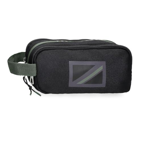 Pepe Jeans Alton Estuche Triple Negro 22x10x9 cms Poliéster by Joumma Bags