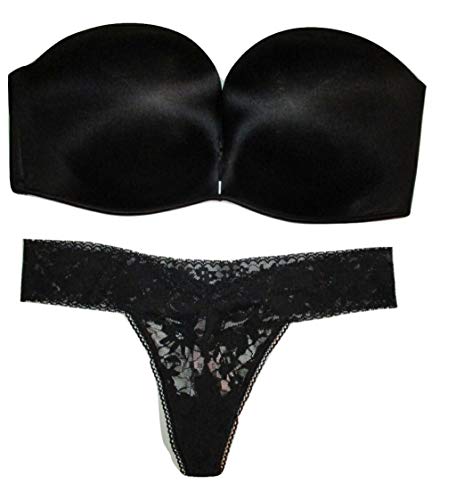 Victoria's Secret "Bombshell Miraculous +ADD 2 Cup+Strapless Multi-Way Plunge Bra Set(38D) Black